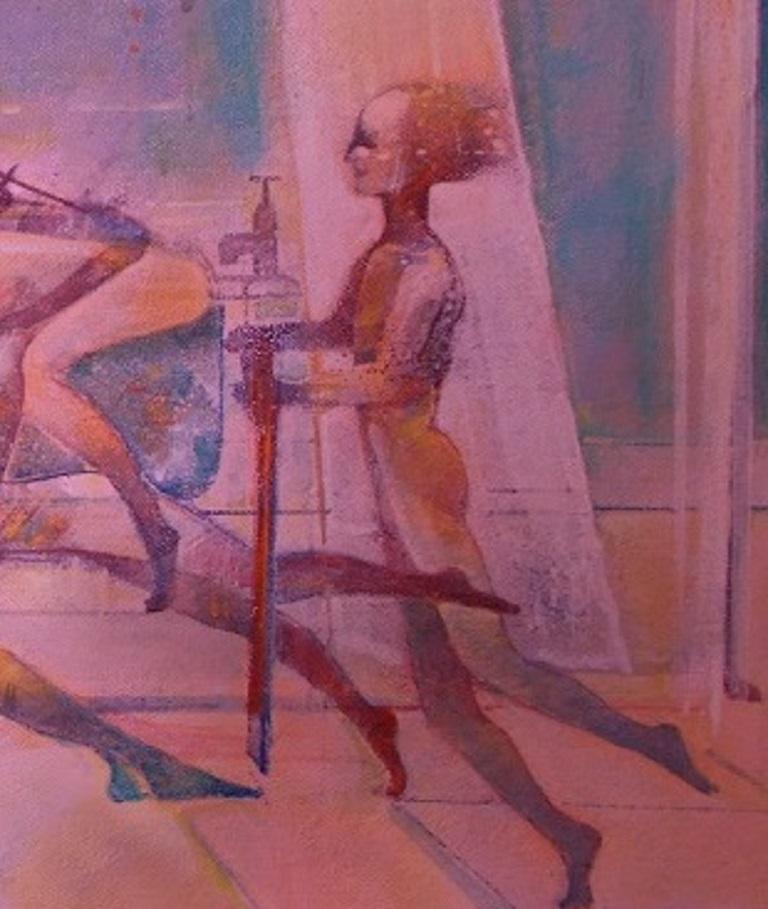 Gerard Tunney, Camerino de teatro, Pintura figurativa original en venta 4
