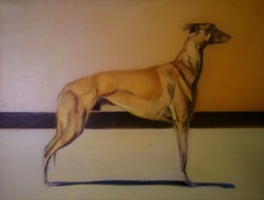 Greyhound Interior von Gerard Tunney, Tiergemälde, Figurative Gemälde