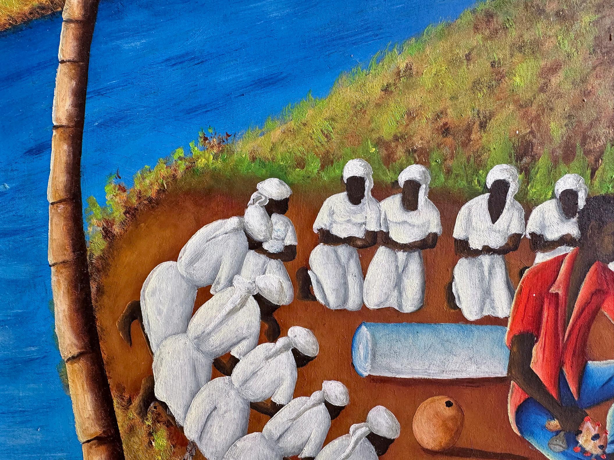 Gerard Valcin hat einen Stil, den man sofort als seinen eigenen erkennt, was in der bildenden Kunst eine ziemliche Herausforderung ist, da die Werke der meisten Künstler wie die von anderen aussehen.  
 In dem vorliegenden Werk, Voodoo Ceremony,