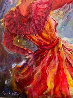 "Danse Enchanteresse", Gerard Valtier, Oil on Canvas, French, 35x46 in., Music