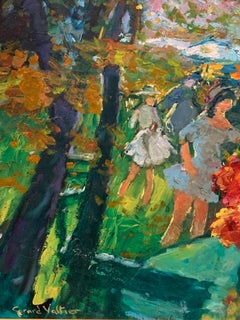 "Sous la Tonnelle", Gerard Valtier, Óleo/lienzo, Impresionista francés, 29x24 pulg.