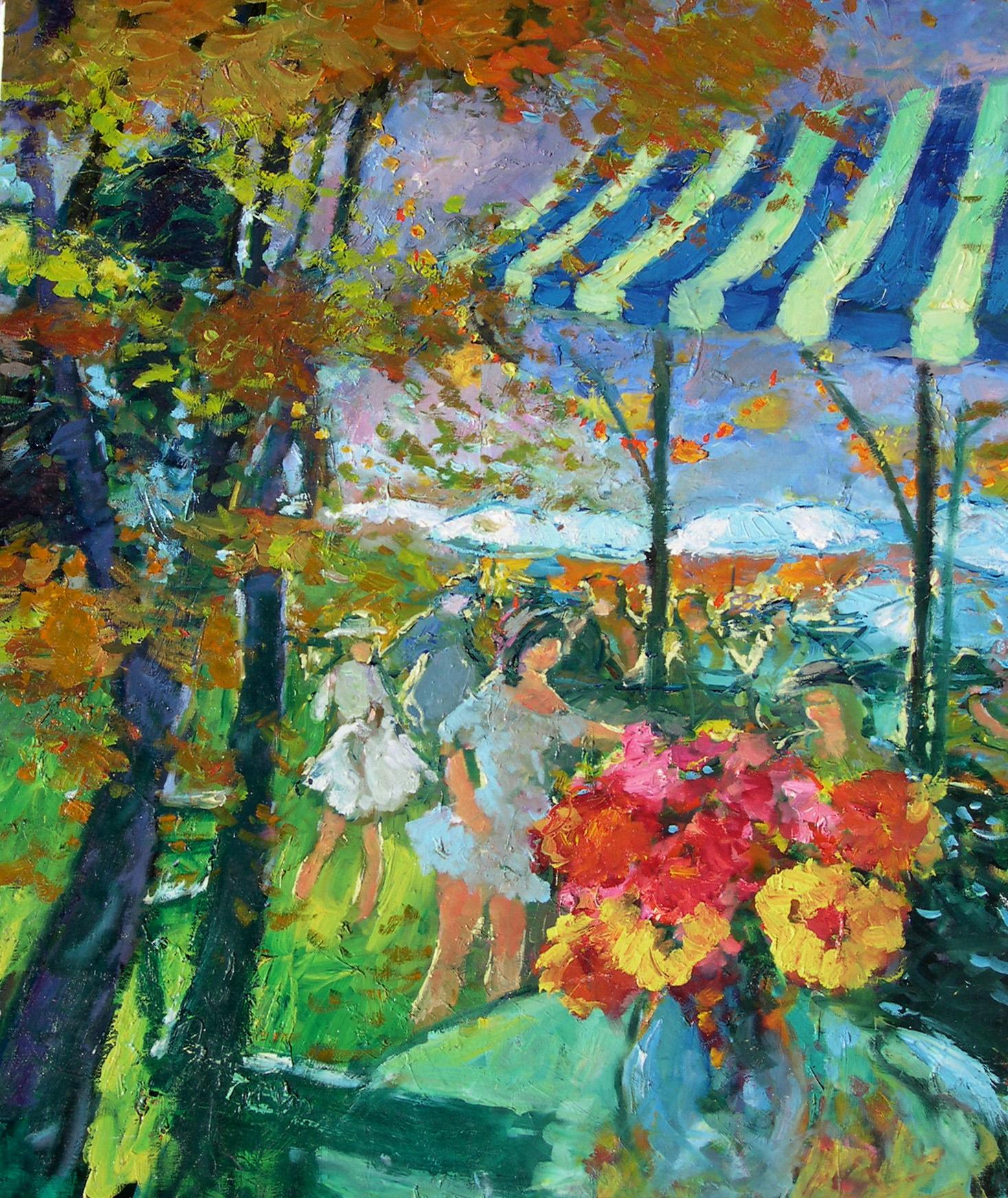 "Sous la Tonnelle", Gerard Valtier, Oil/Canvas, French Impressionist, 29x24 in.