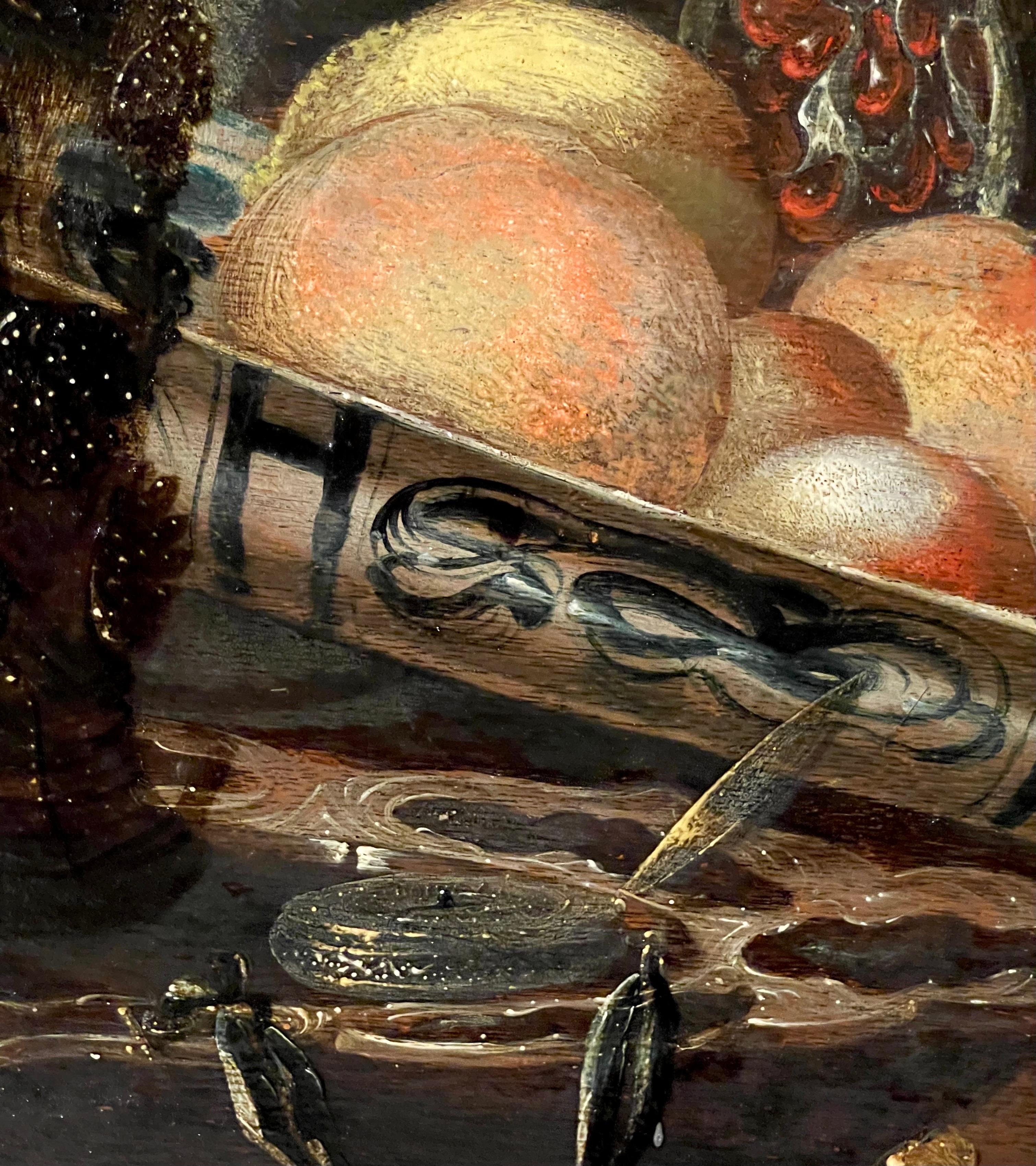17th century Dutch Still-life with Roemer, Tazza and fruit in a Wanli dish 1655 4