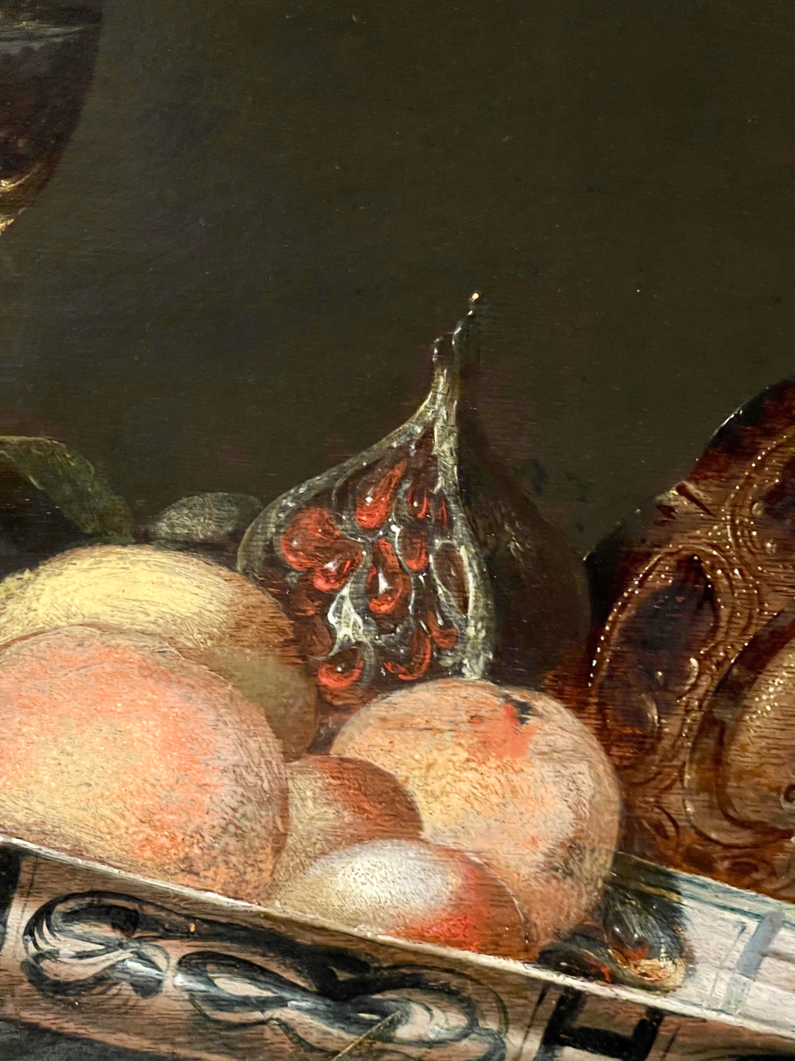 17th century Dutch Still-life with Roemer, Tazza and fruit in a Wanli dish 1655 3