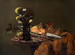 17th century Dutch Still-life with Roemer, Tazza and fruit in a Wanli dish 1655