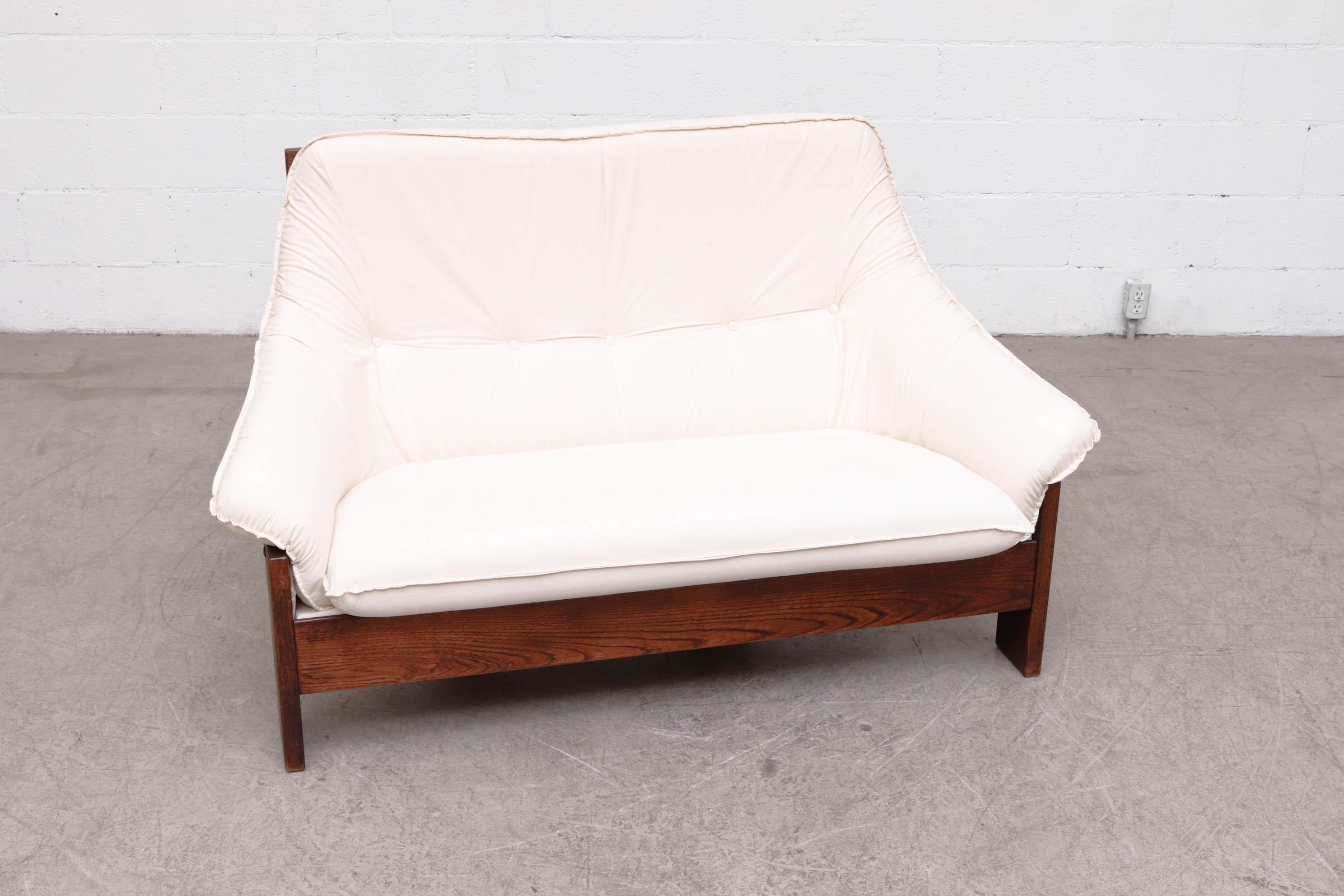 Late 20th Century Gerard Van Den Berg Style Loveseat with New Canvas