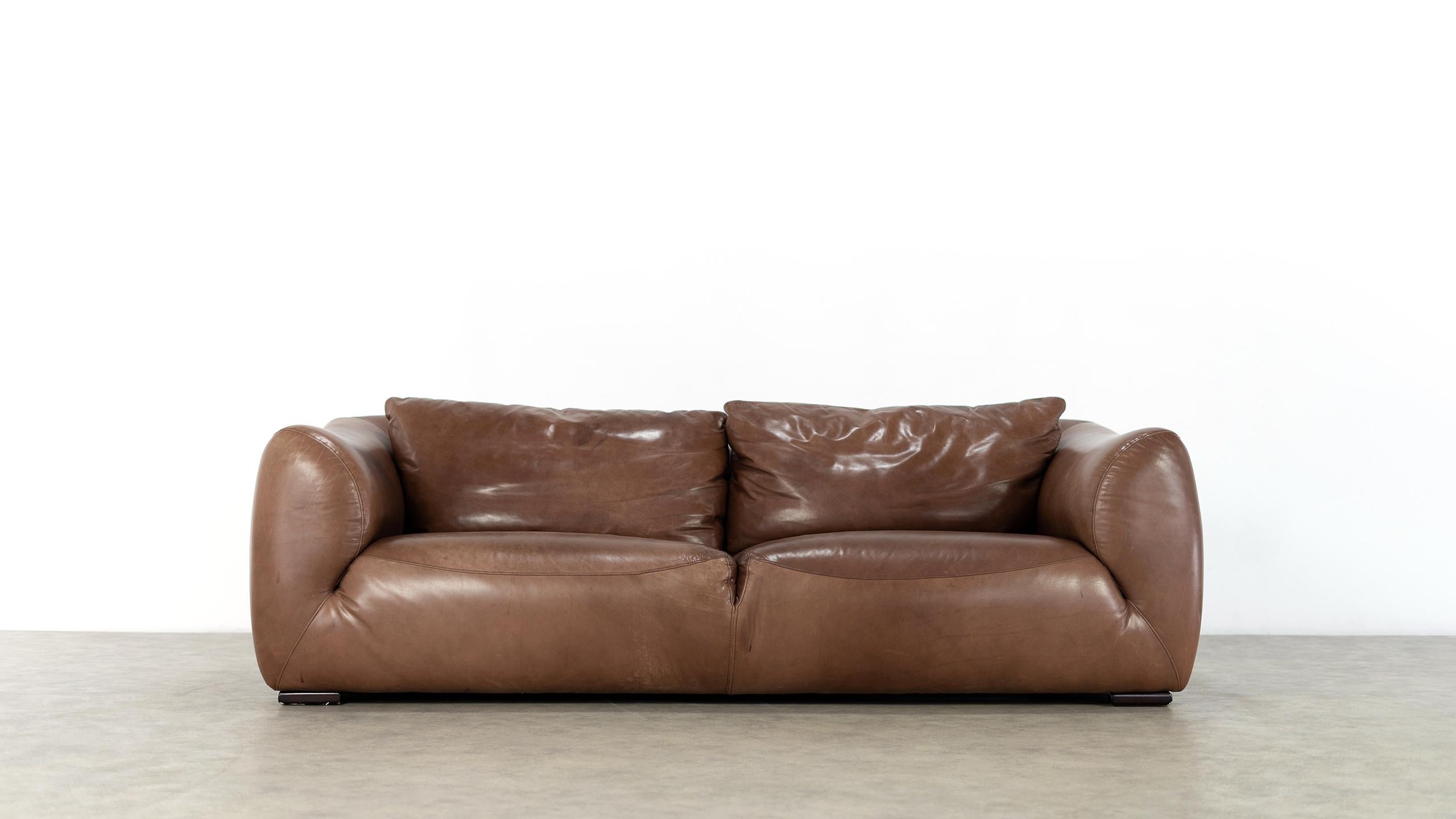 Gerard van den Berg 'attr. to', Sofa in Chocolate Leather, 1970 Netherlands 14