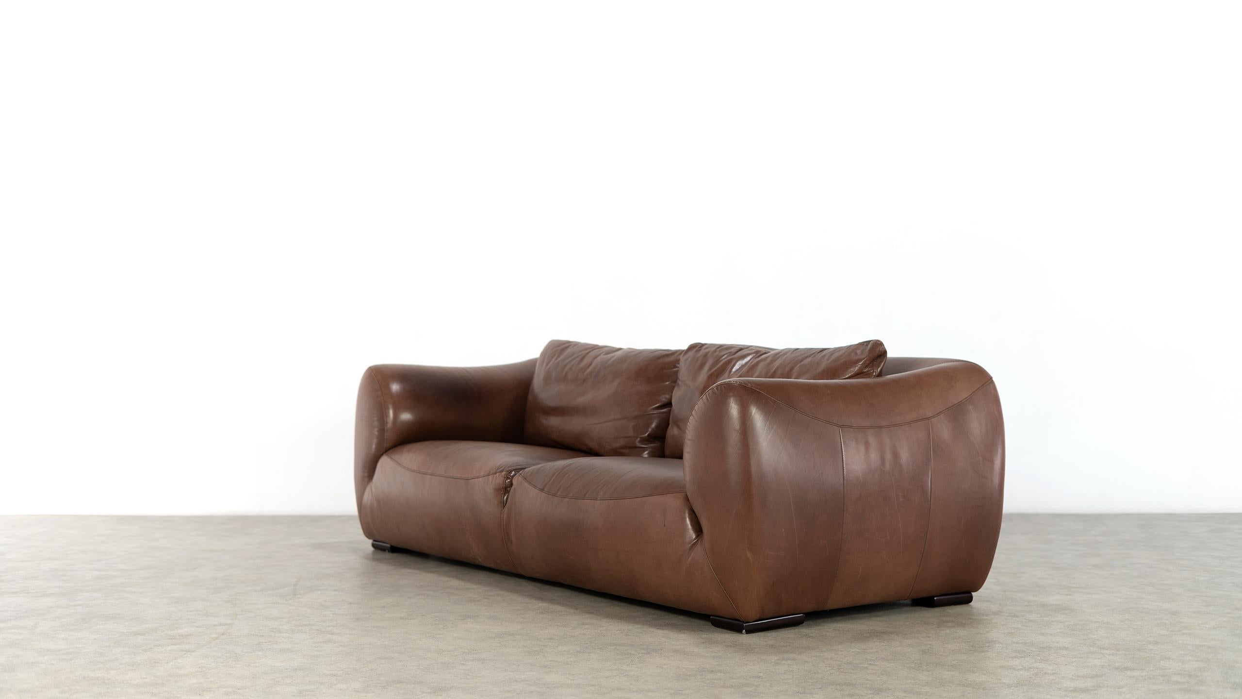 Gerard van den Berg 'attr. to', Sofa in Chocolate Leather, 1970 Netherlands In Good Condition In Munster, NRW