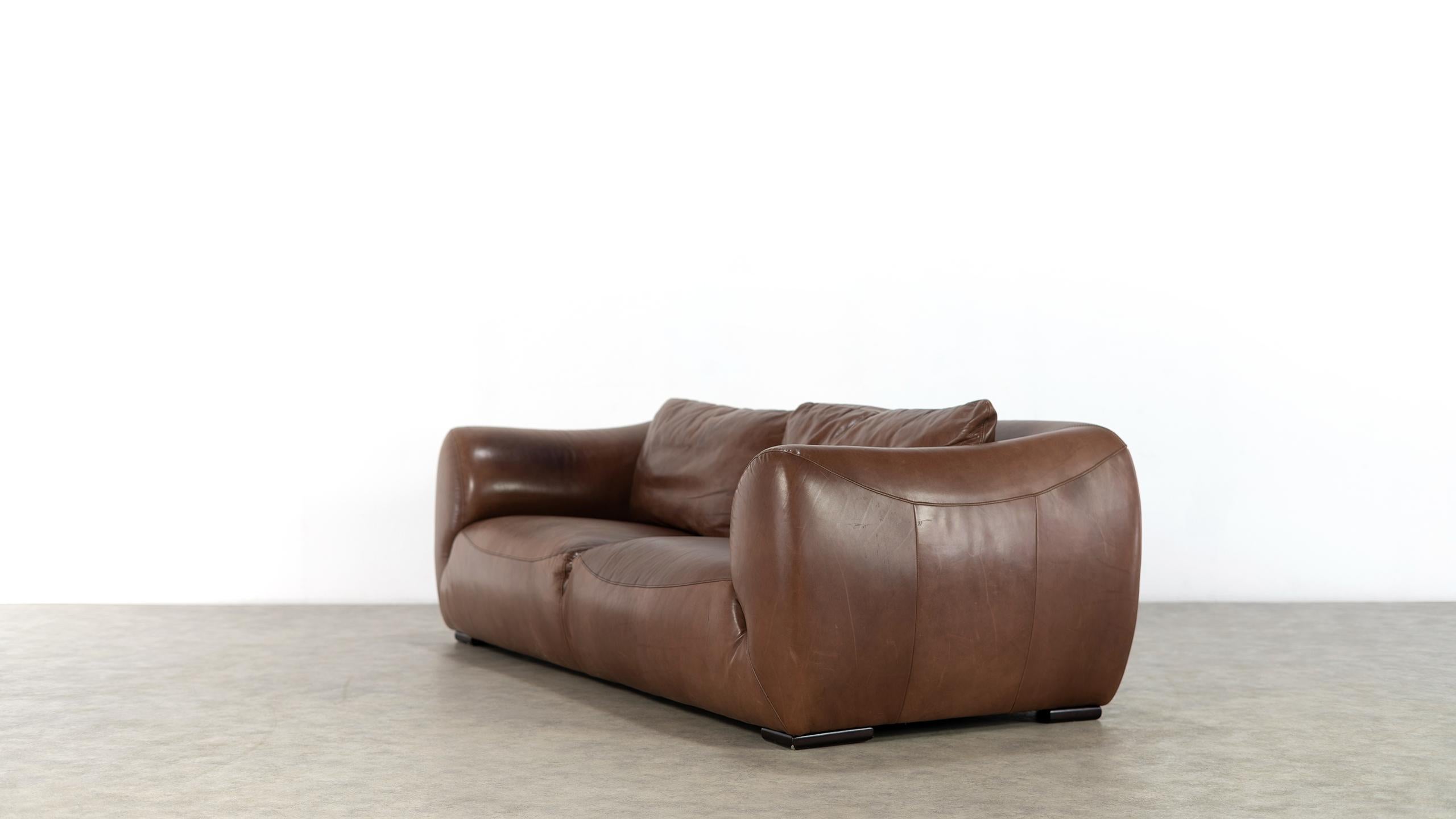 Late 20th Century Gerard van den Berg 'attr. to', Sofa in Chocolate Leather, 1970 Netherlands