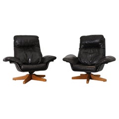Gerard Van Den Berg Sillón Giratorio de Piel Espresso Atribuido
