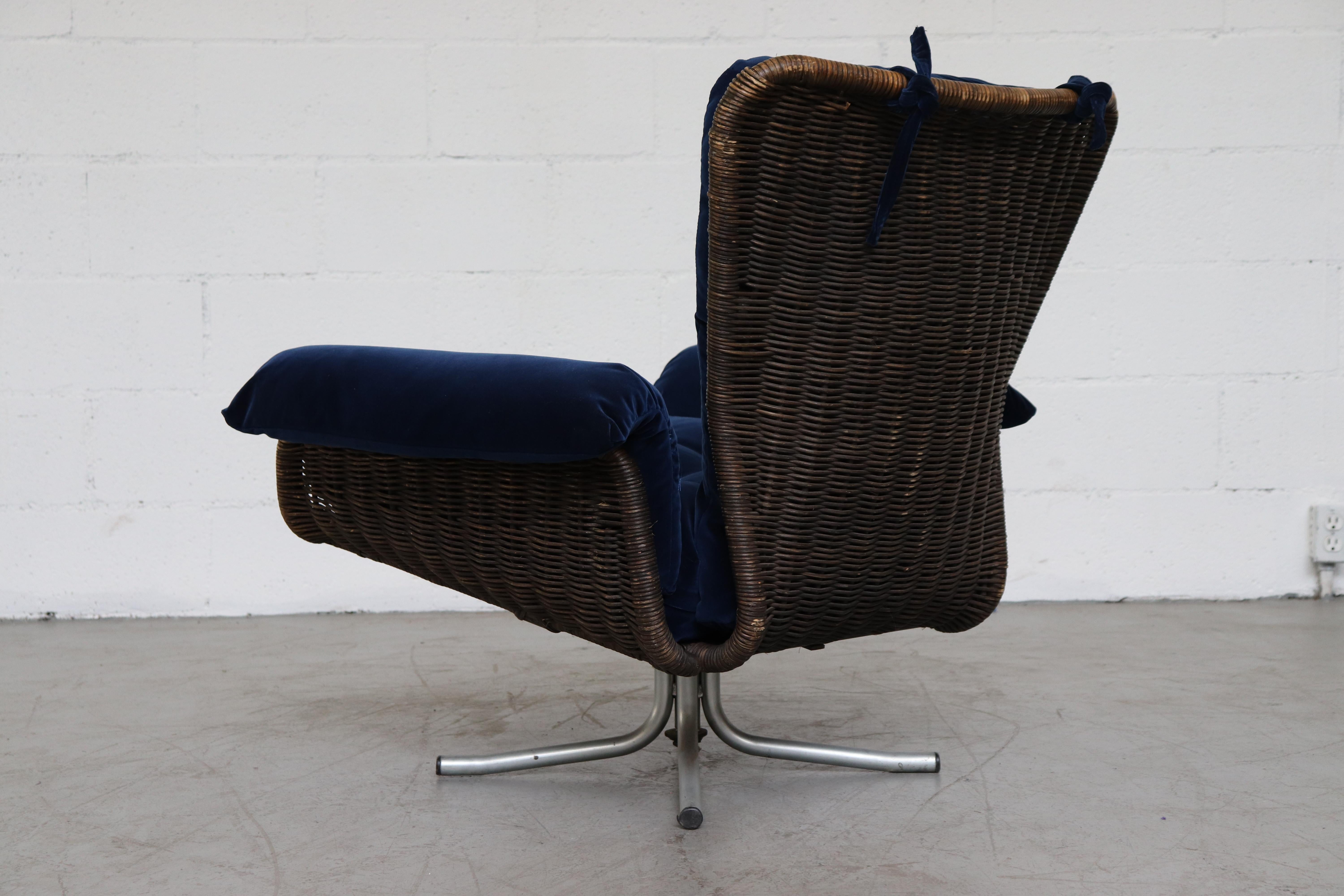 Gerard van den Berg Attributed Woven Rattan Lounge Chair In Good Condition In Los Angeles, CA