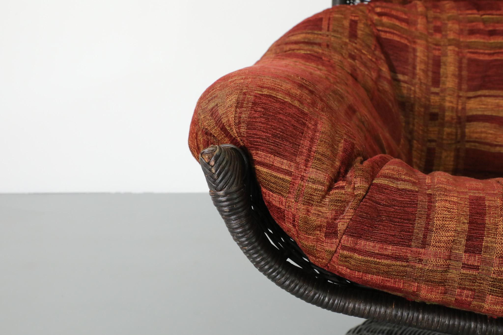 Gerard van den Berg Black Rattan Lounge Chair with Fabric Cushions  8