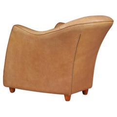 Gerard Van Den Berg Cognac Leather Lounge Chair, circa 1970s.