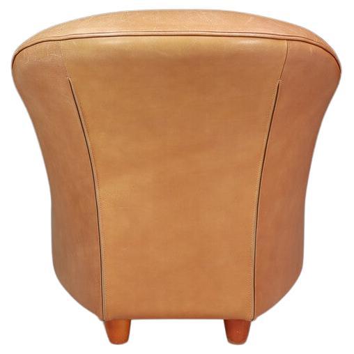 Mid-Century Modern Gerard Van Den Berg Cognac Leather Lounge Chair, circa 1970s. For Sale