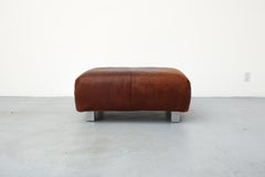 Gerard Van Den Berg Cognac Leather Ottoman for Label
