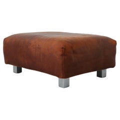 Gerard Van Den Berg Cognac Leather Ottoman for Label