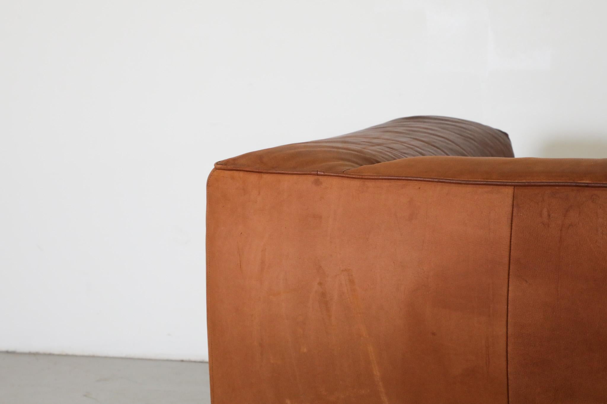 Gerard van den Berg Cognac Leather Soft Form Sofa with Aluminum Legs  For Sale 4