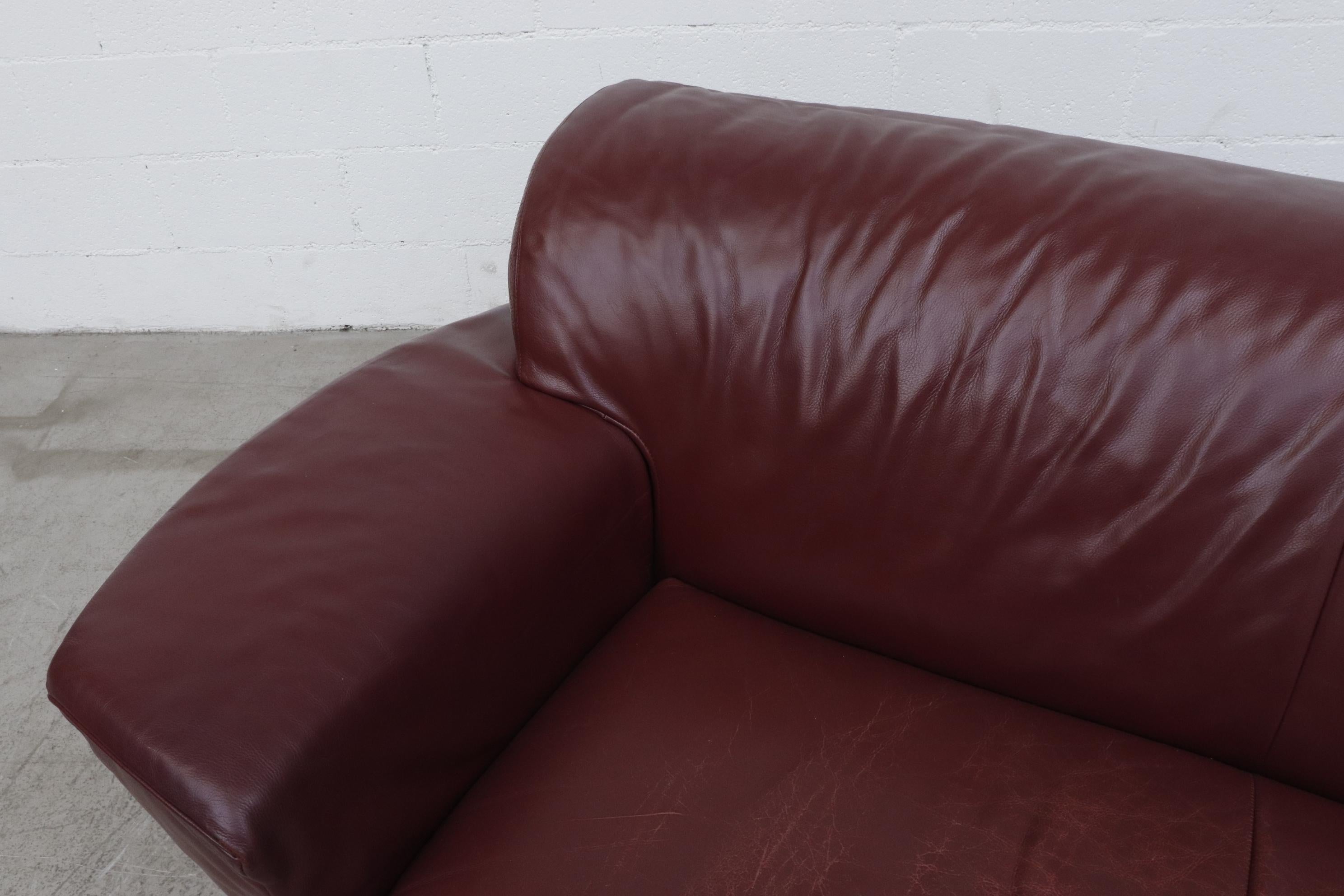 Gerard Van Den Berg 'Corvette' Sofa in Bordeaux Leather For Sale 4
