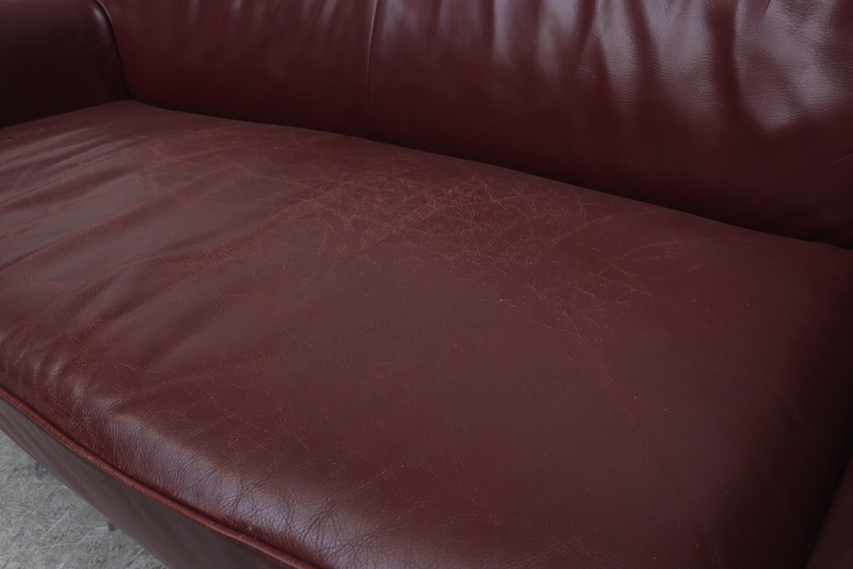 Gerard Van Den Berg 'Corvette' Sofa in Bordeaux Leather For Sale 9