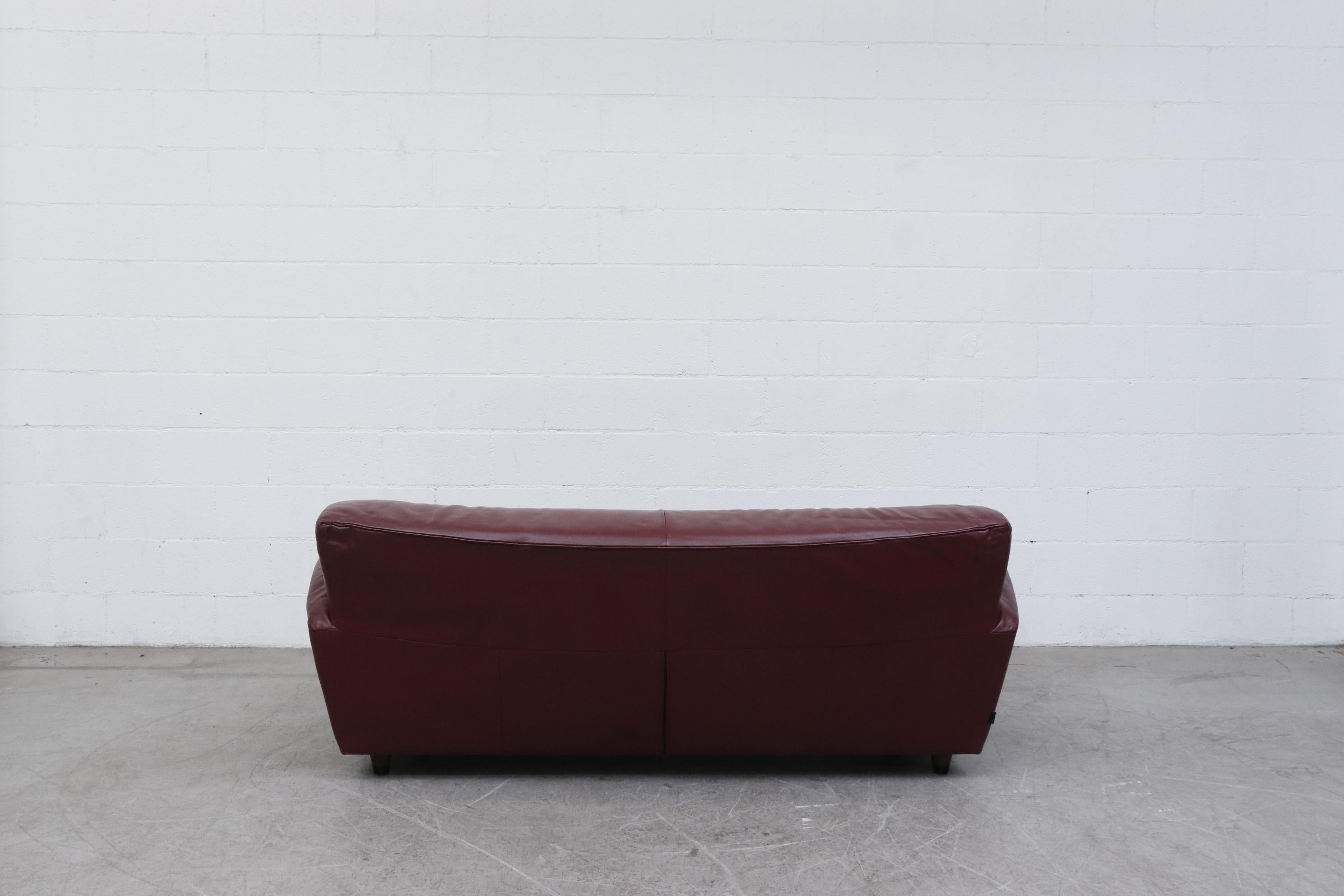 Mid-Century Modern Gerard Van Den Berg 'Corvette' Sofa in Bordeaux Leather For Sale