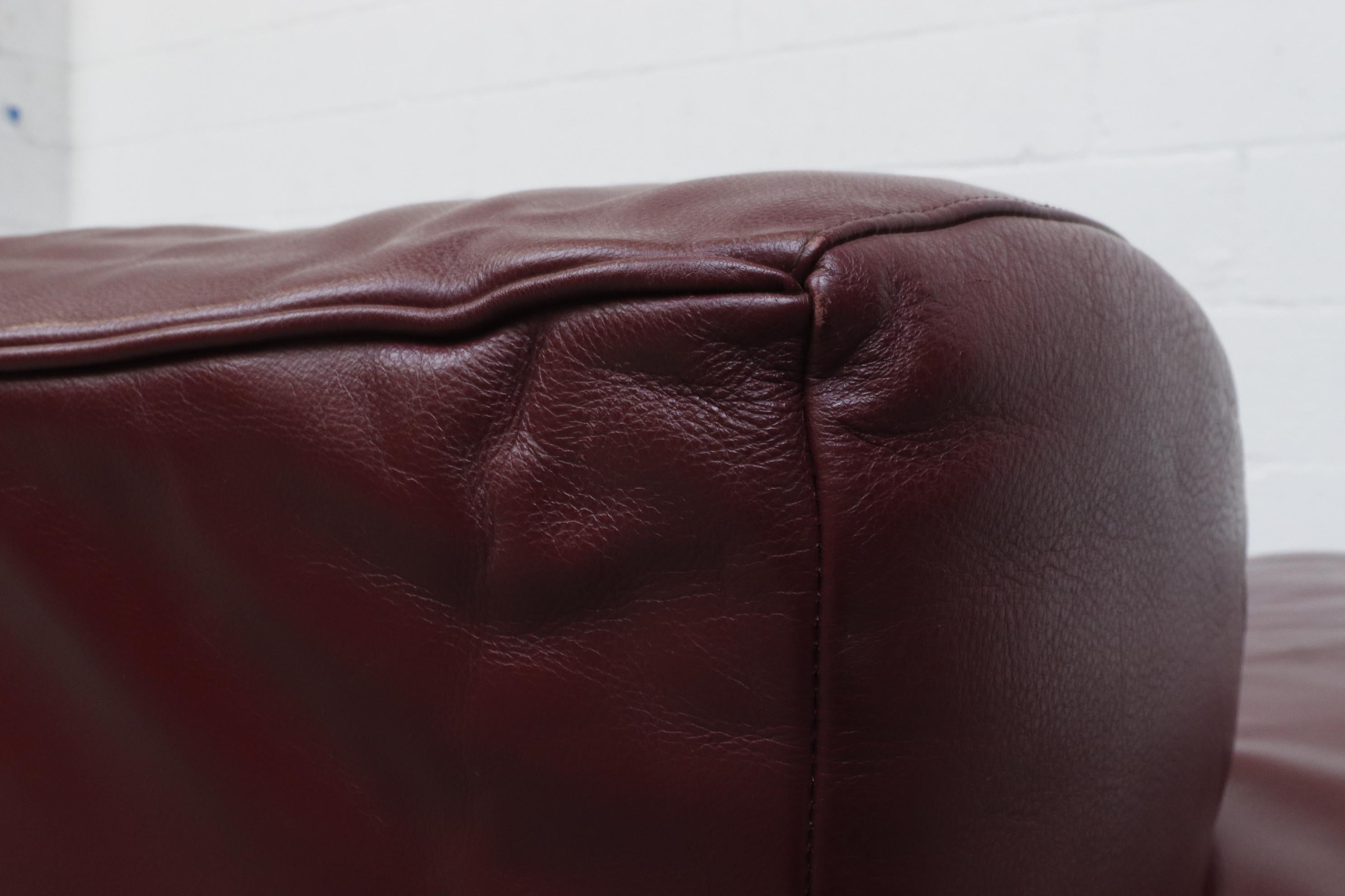 Late 20th Century Gerard Van Den Berg 'Corvette' Sofa in Bordeaux Leather For Sale