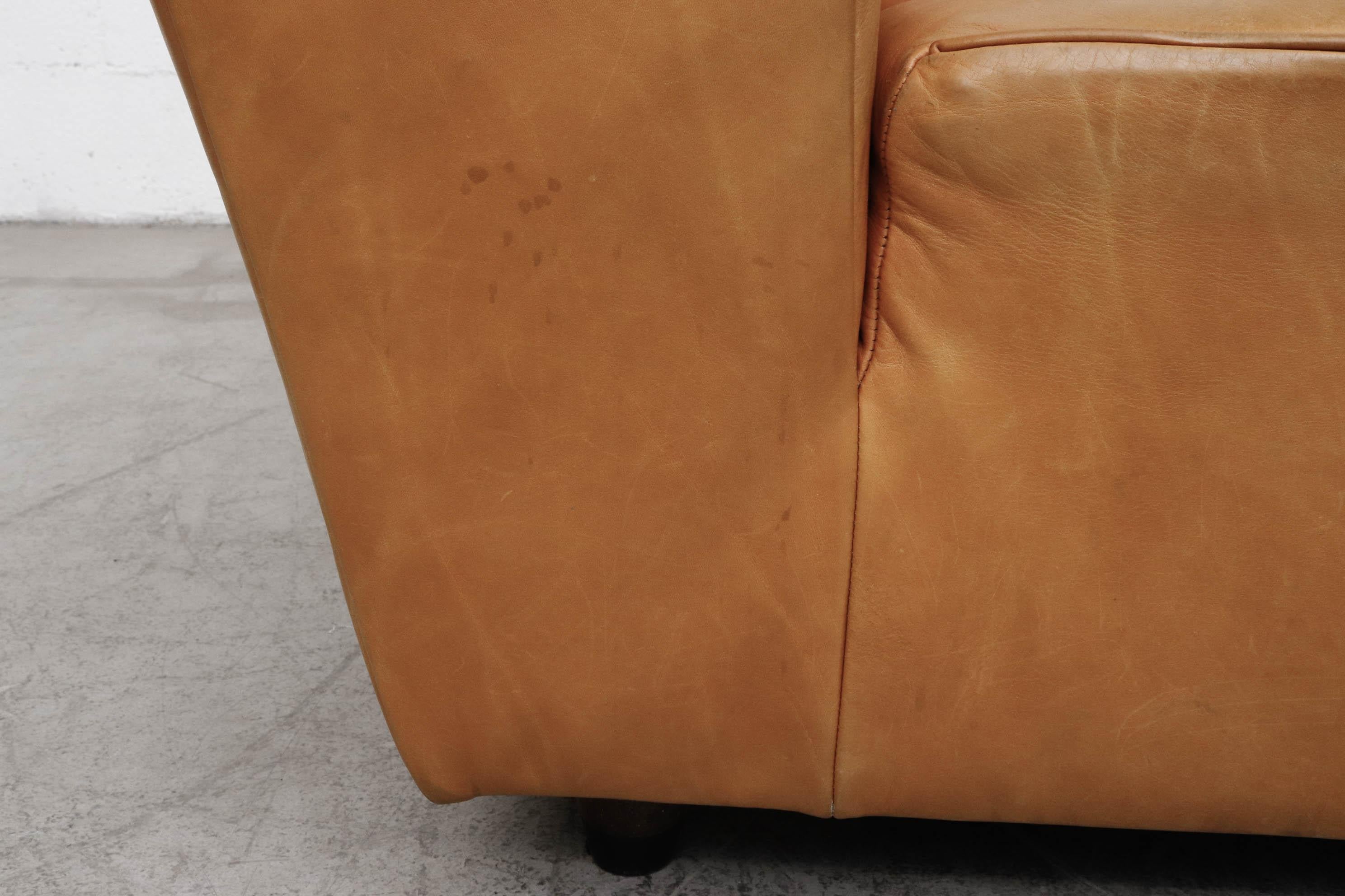 Gerard Van Den Berg 'Corvette' Sofa in Natural Tan Leather For Sale 2