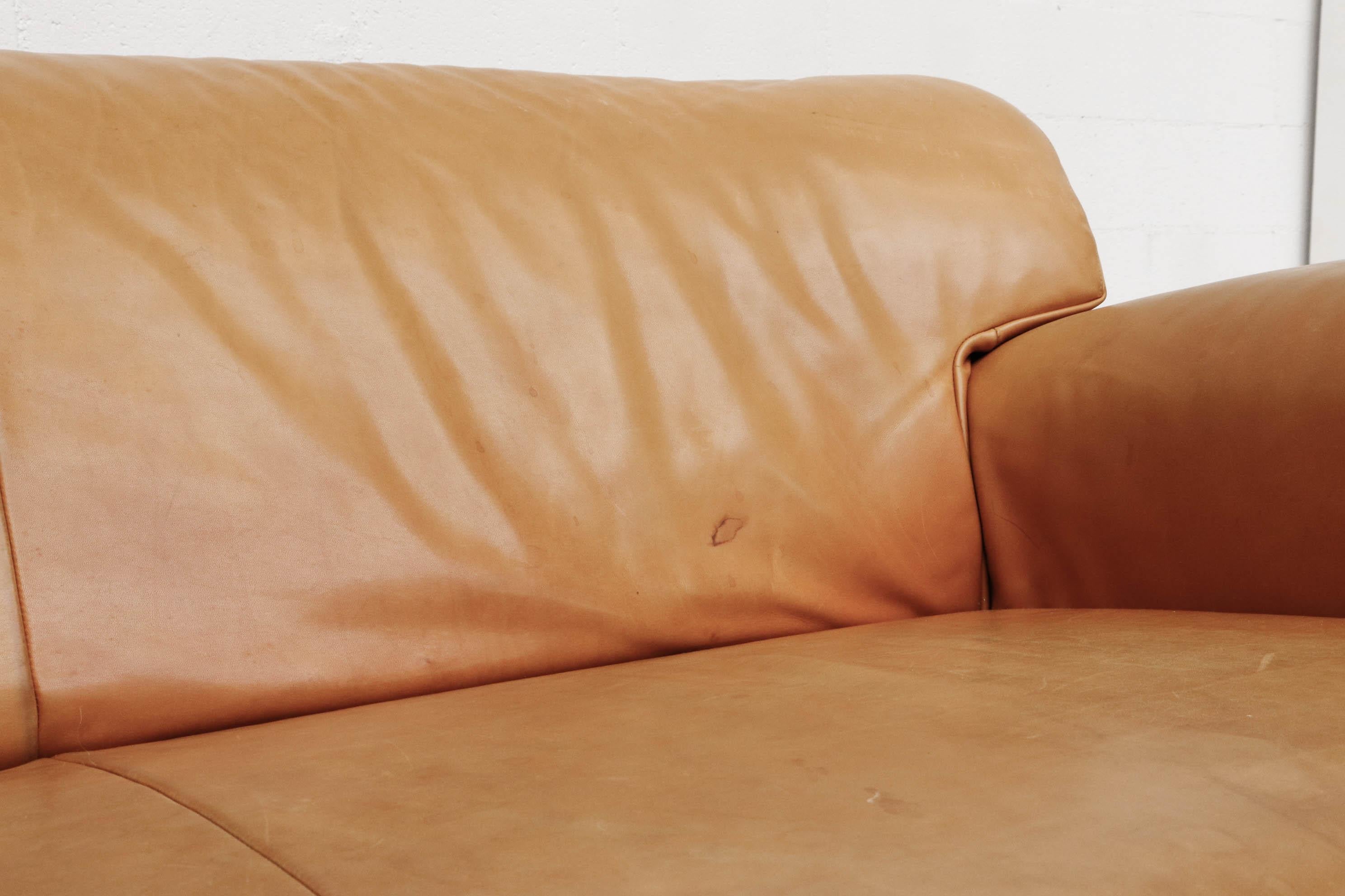 Gerard Van Den Berg 'Corvette' Sofa in Natural Tan Leather For Sale 3
