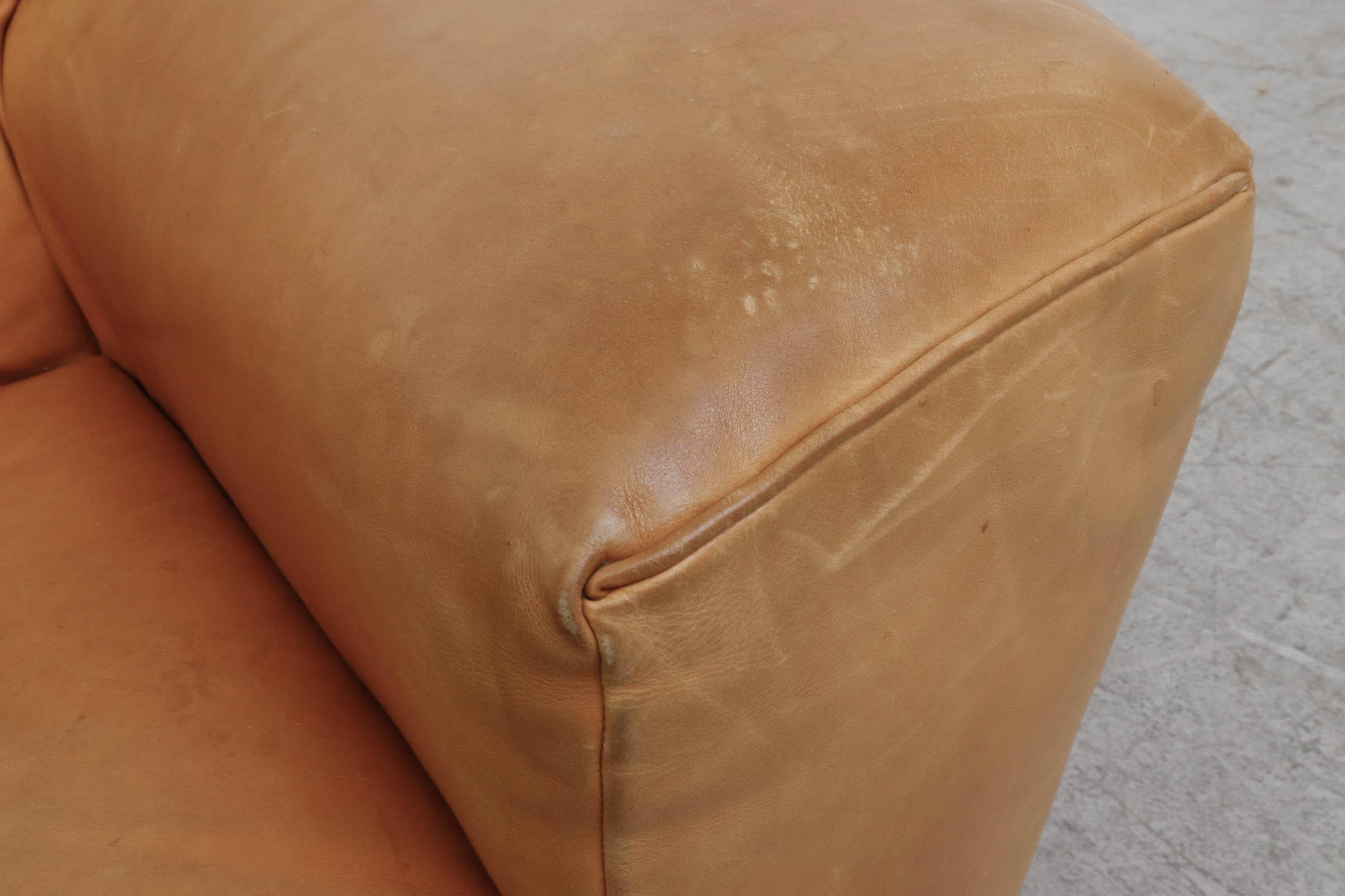 Gerard Van Den Berg 'Corvette' Sofa in Natural Tan Leather For Sale 4