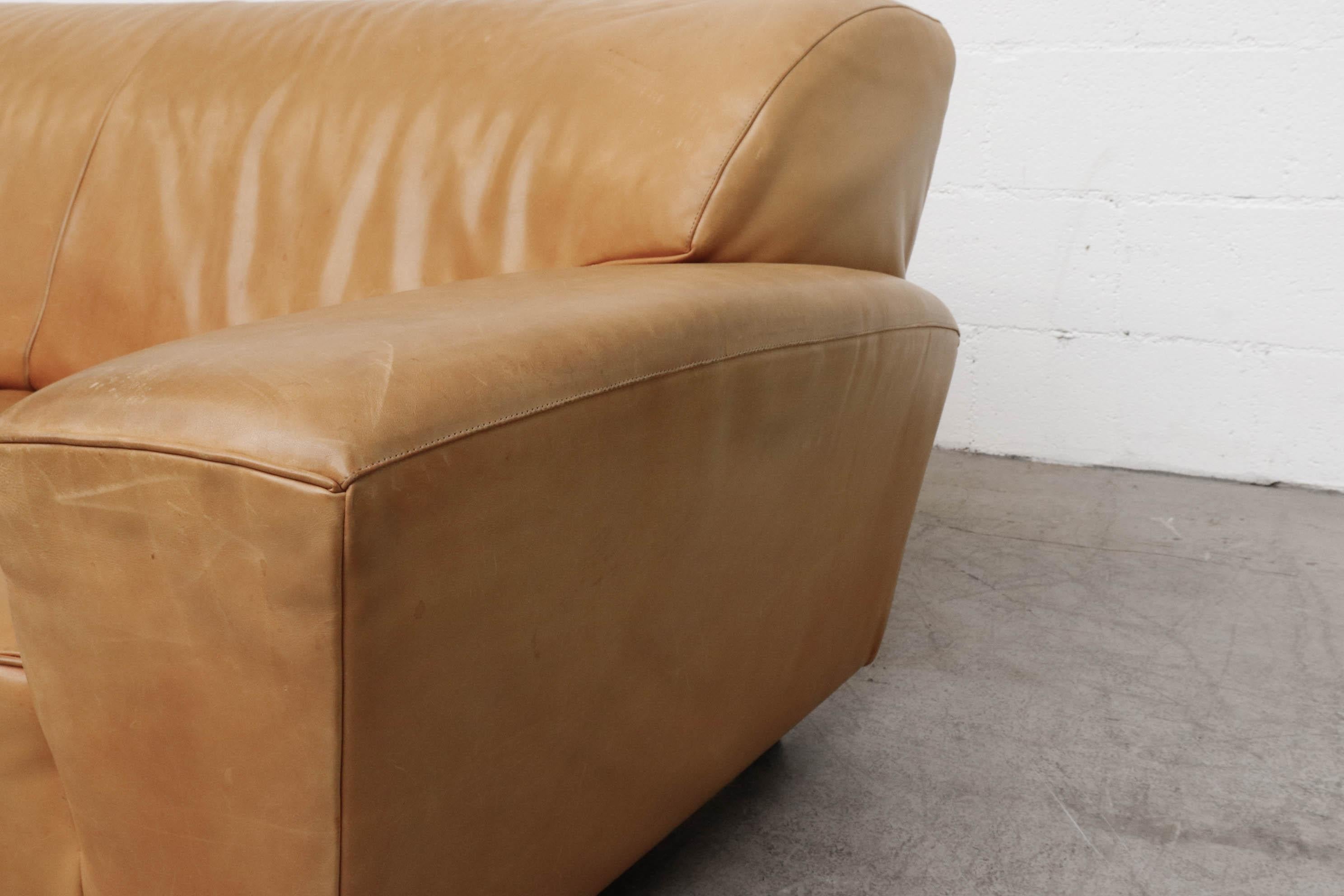 Gerard Van Den Berg 'Corvette' Sofa in Natural Tan Leather For Sale 5