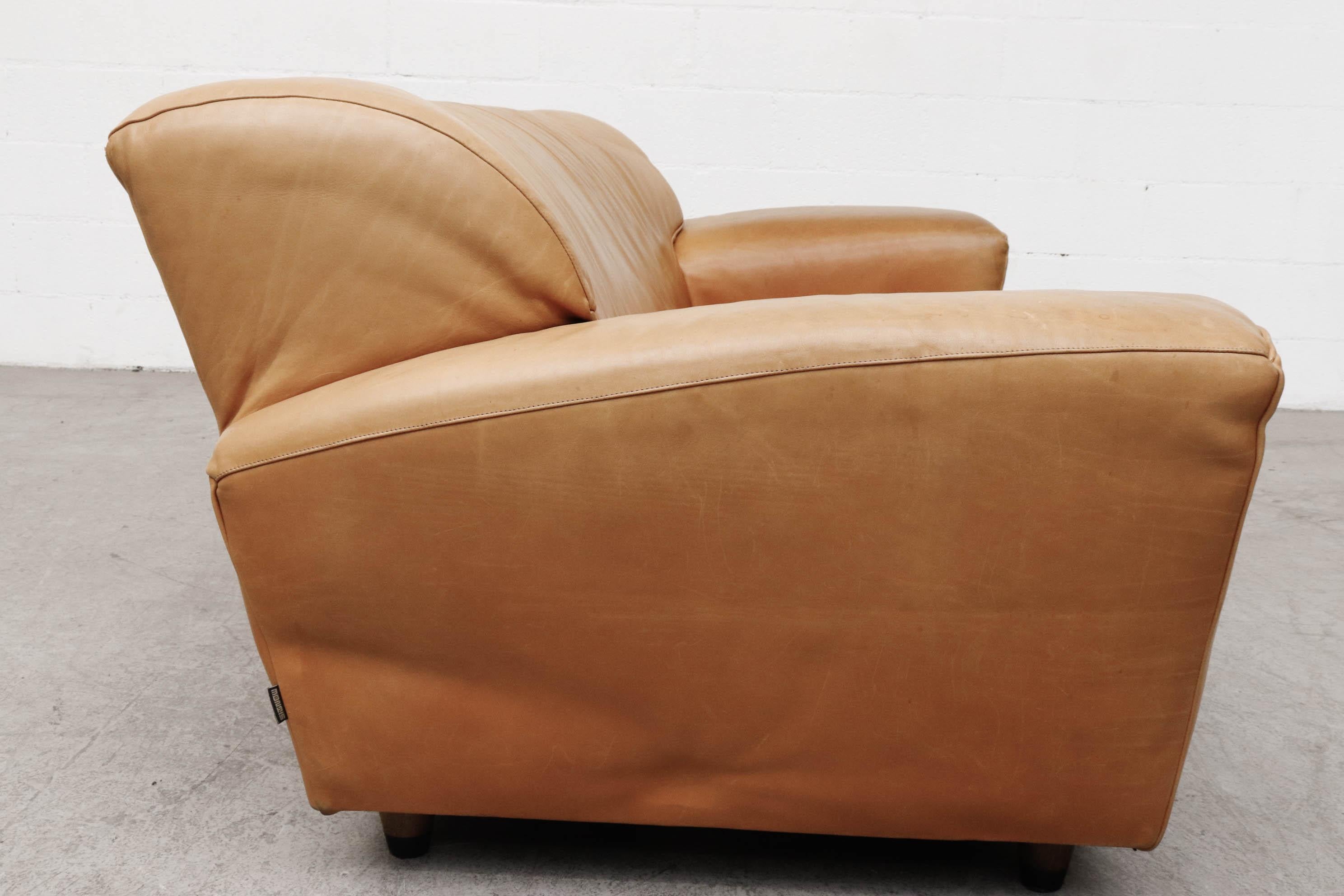 Gerard Van Den Berg 'Corvette' Sofa in Natural Tan Leather For Sale 8
