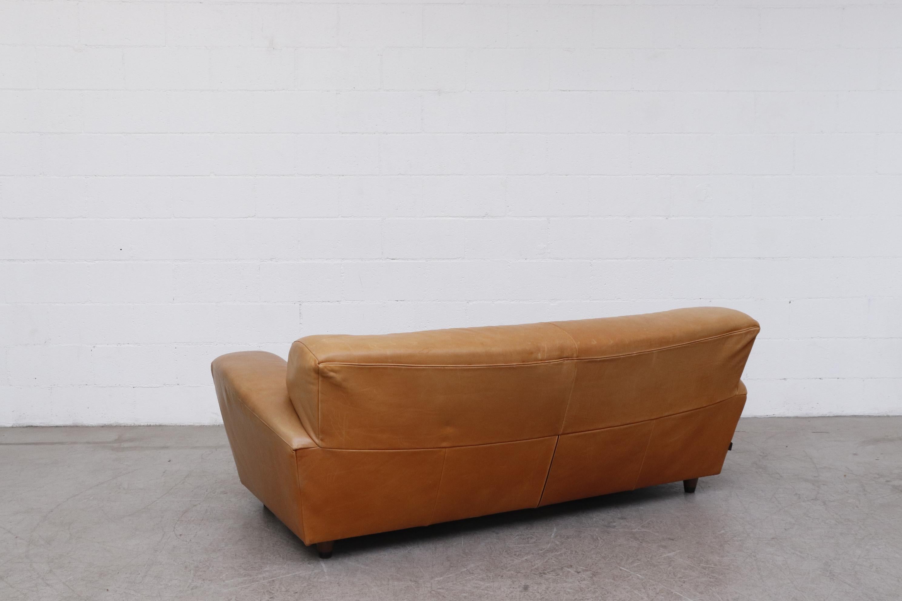 Mid-Century Modern Gerard Van Den Berg 'Corvette' Sofa in Natural Leather