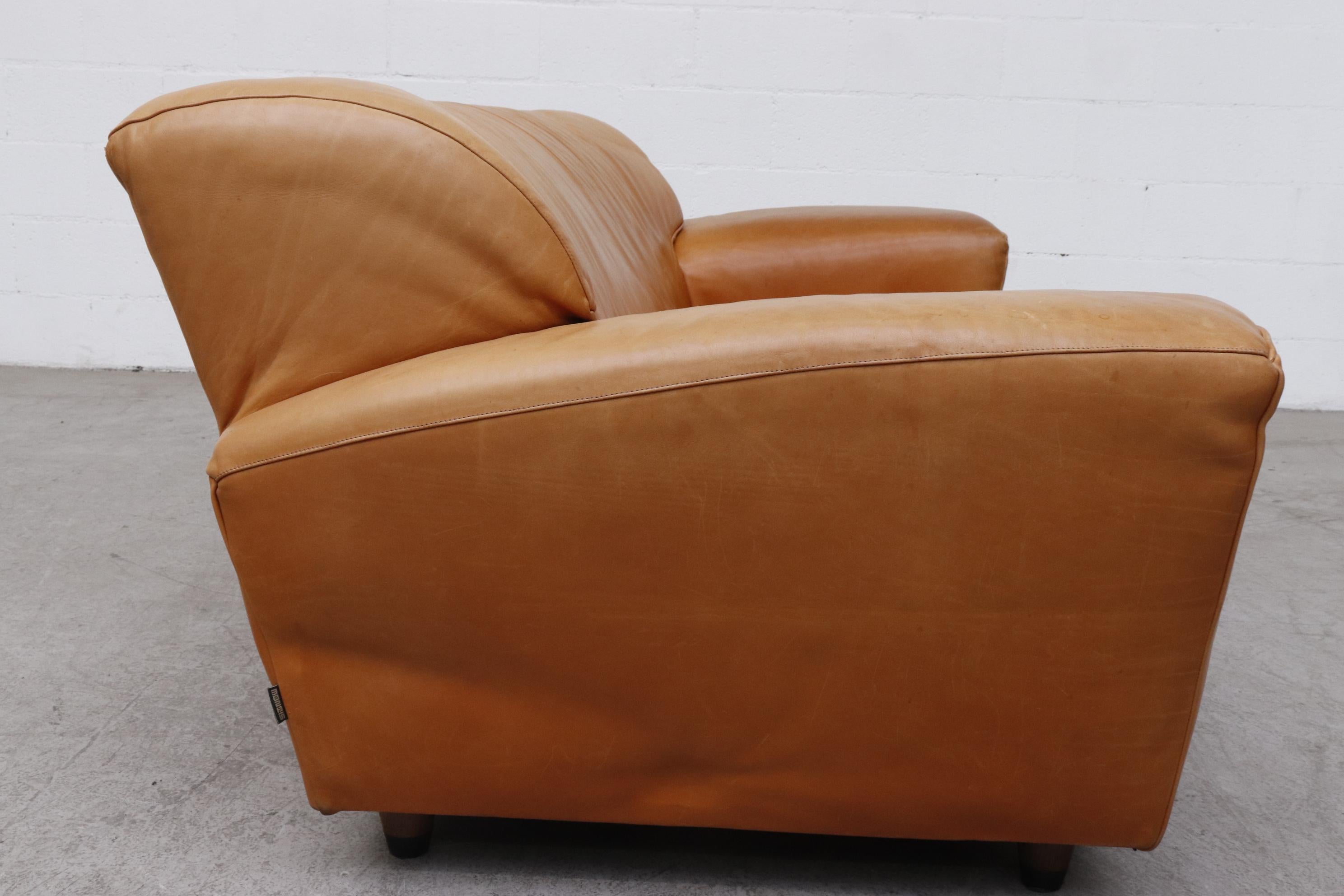 Gerard Van Den Berg 'Corvette' Sofa in Natural Leather In Good Condition In Los Angeles, CA