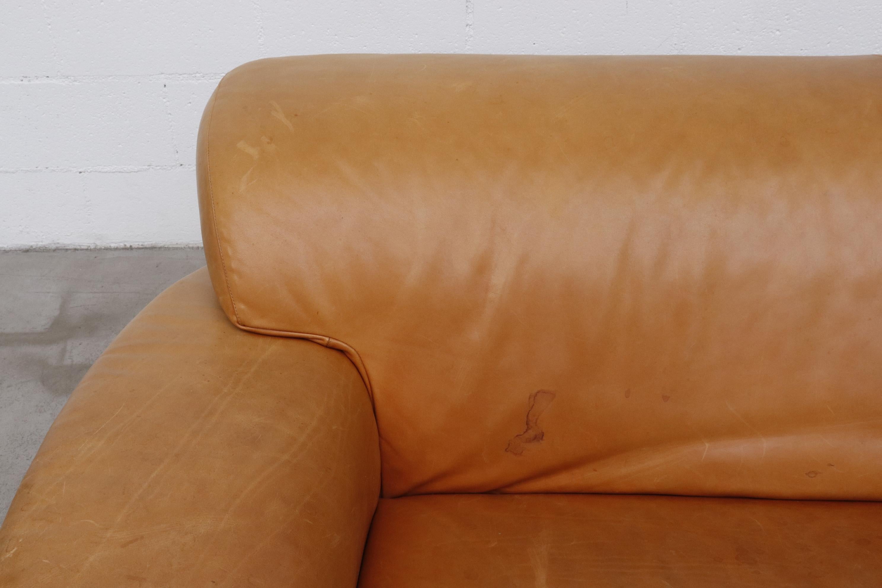 Late 20th Century Gerard Van Den Berg 'Corvette' Sofa in Natural Leather