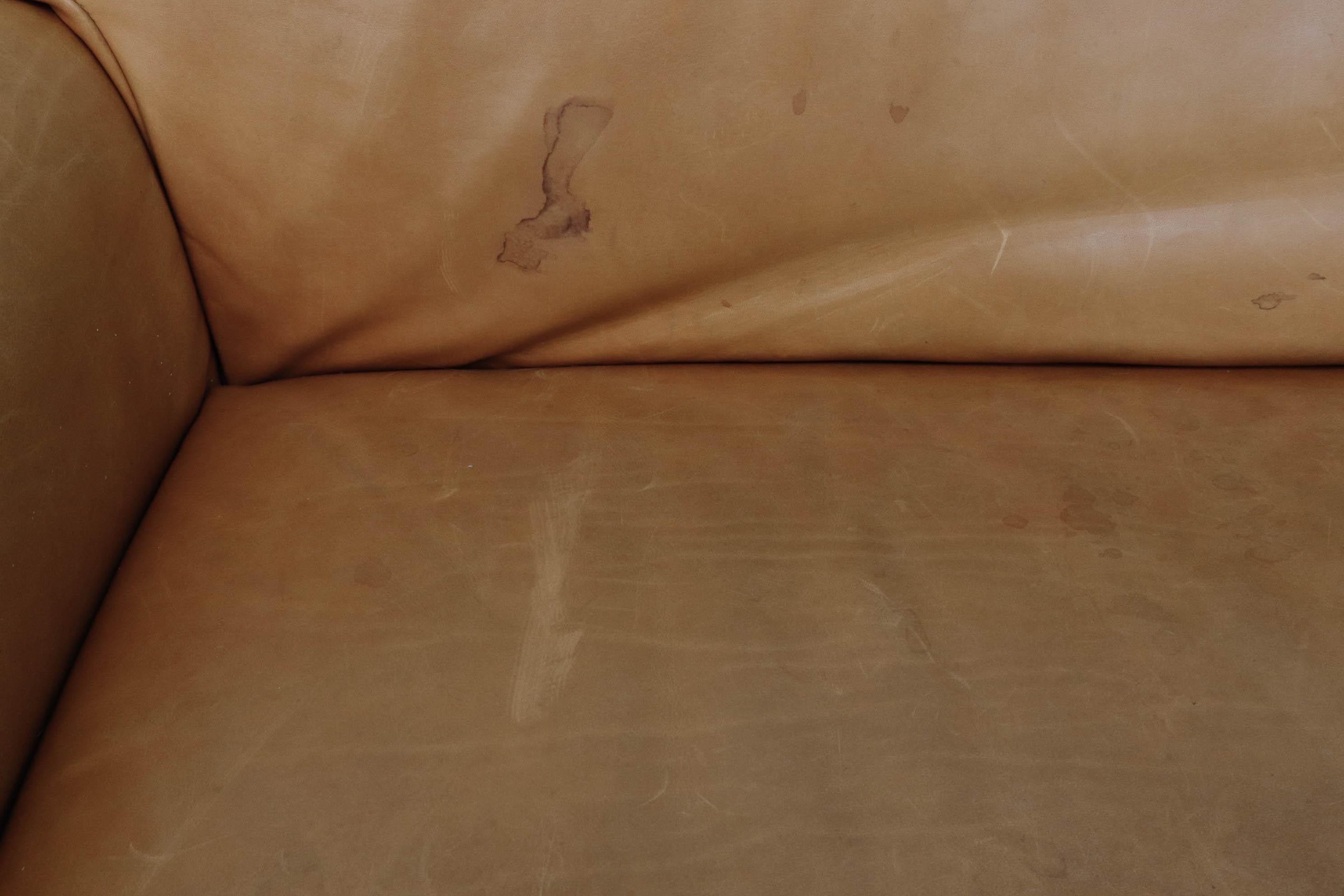 Late 20th Century Gerard Van Den Berg 'Corvette' Sofa in Natural Tan Leather For Sale