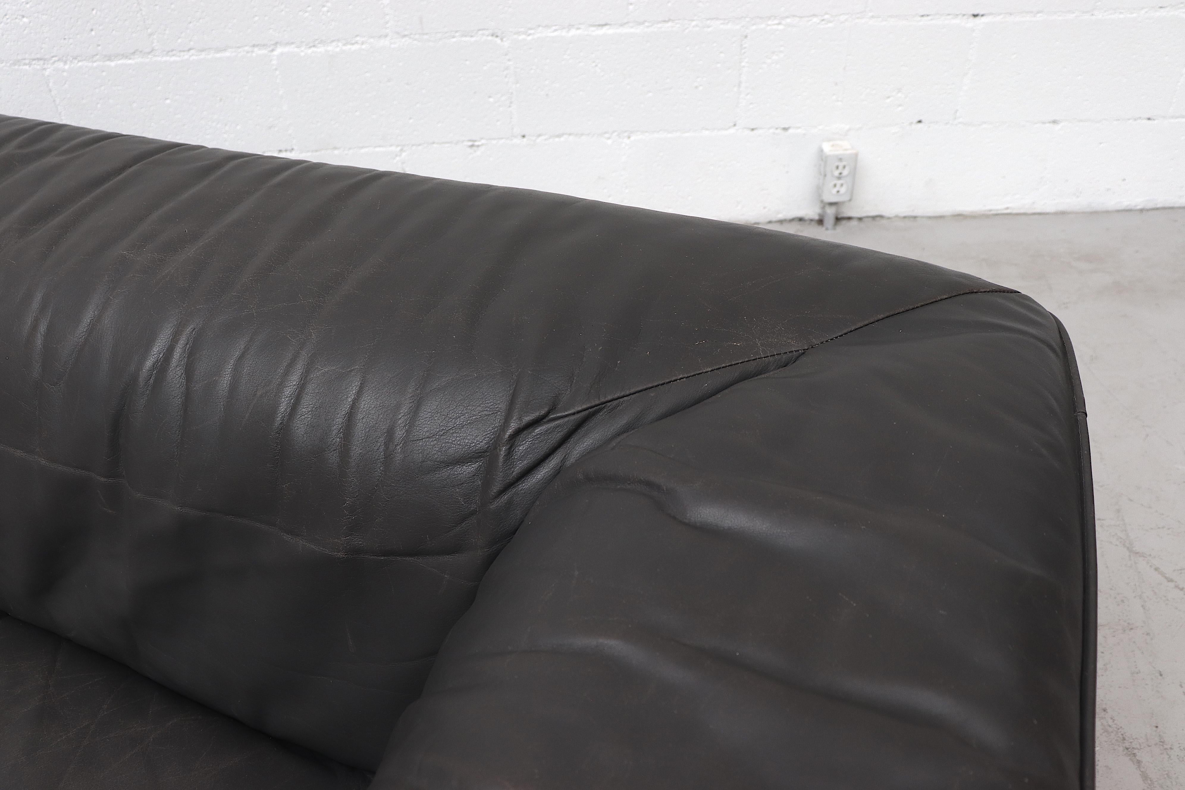 Gerard Van Den Berg Dark Grey Leather Sofa 1