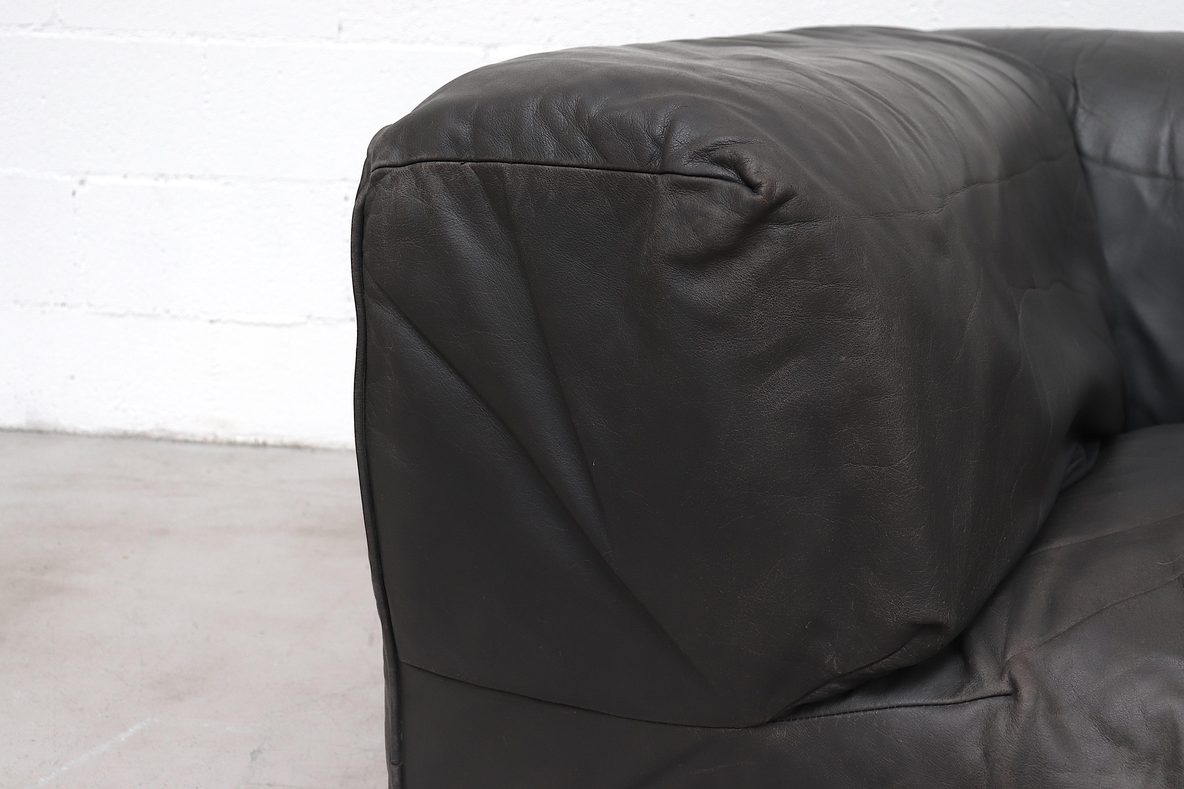 Gerard Van Den Berg Dark Grey Leather Sofa 2