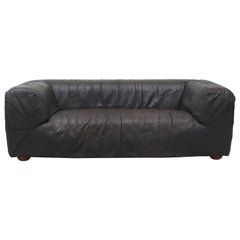 Gerard Van Den Berg Dark Grey Leather Sofa