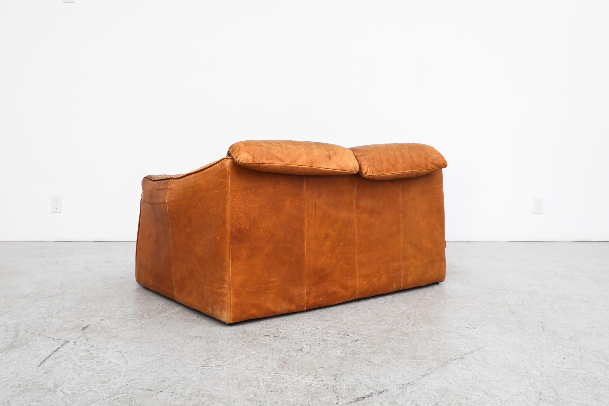 Gerard van den Berg for Montis Cognac Leather Loveseat In Good Condition In Los Angeles, CA