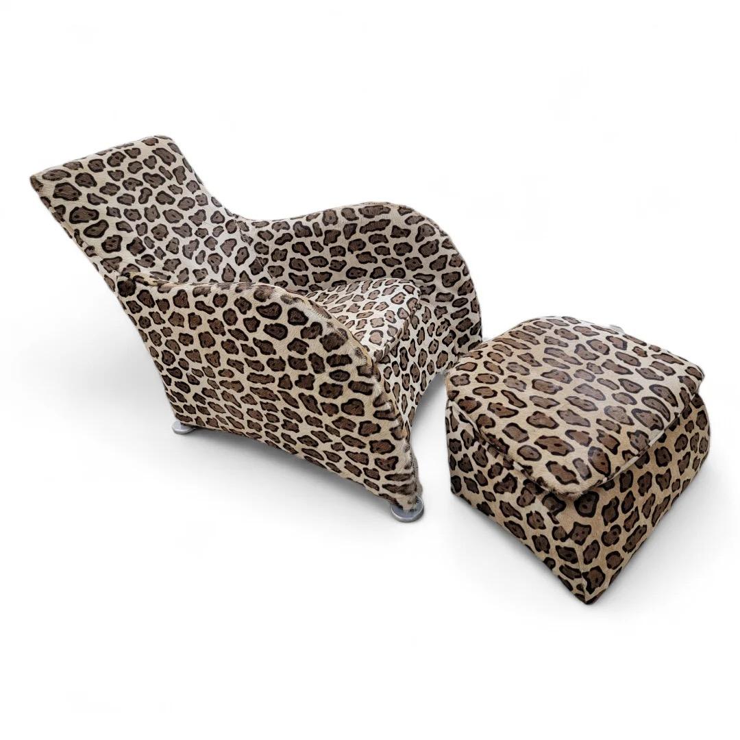 Vintage Modern Gerard Van Den Berg for Montis Lounge Chair and Ottoman Newly Upholstered in a Giraffe Print Brazilian Cowhide

This vintage modern lounge chair and ottoman, designed by Gerard Van Den Berg for Montis, is a unique blend of style and