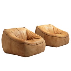 Gerard Van Den Berg for Montis Lounge Chairs Model 'Ringo' in Patinated Leather