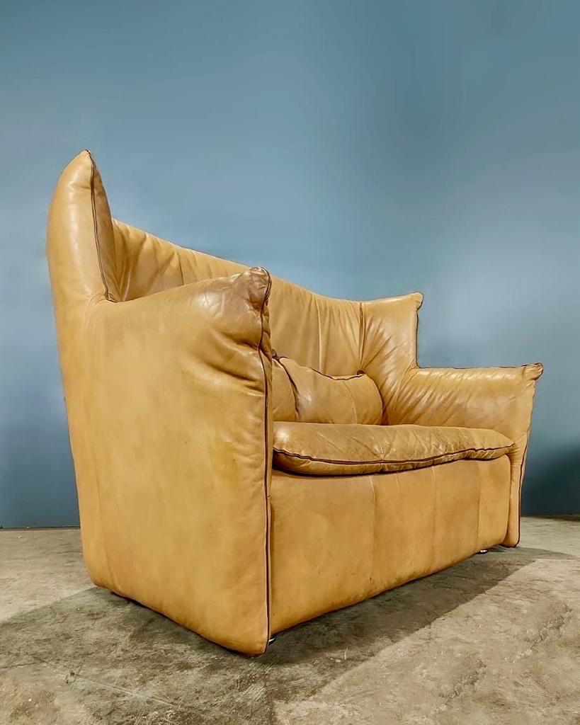 Mid-Century Modern Gerard Van Den Berg For Montis Two Seater Sofa Matching Armchair Leather Vintage For Sale