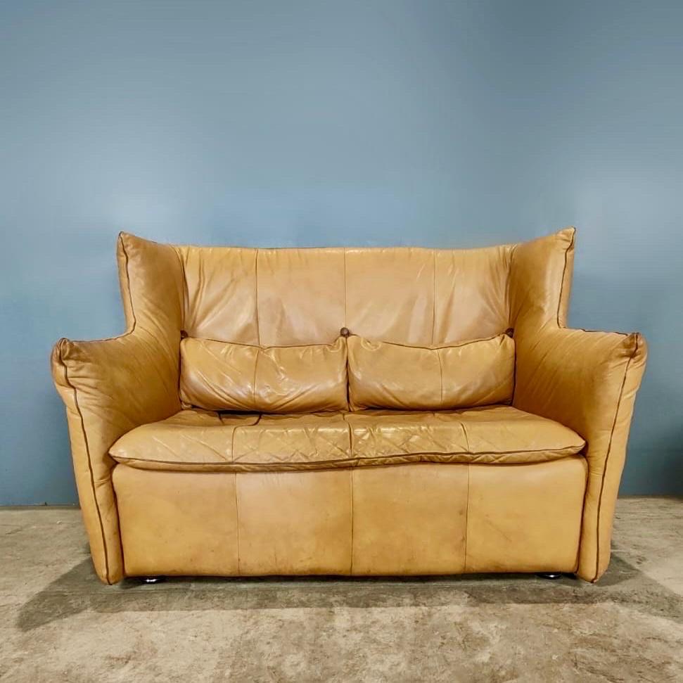 Late 20th Century Gerard Van Den Berg For Montis Two Seater Sofa Matching Armchair Leather Vintage For Sale