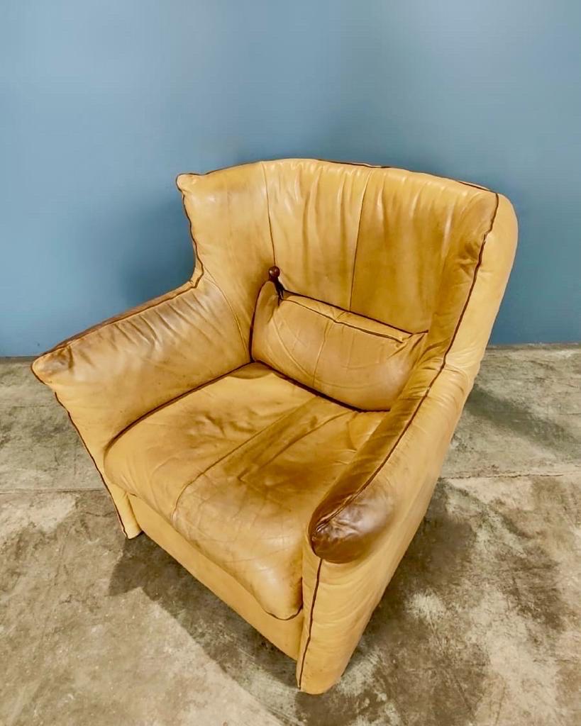 Cuir Gerard Van Den Berg pour Montis Two Seater Sofa Matching fauteuil en cuir vintage en vente