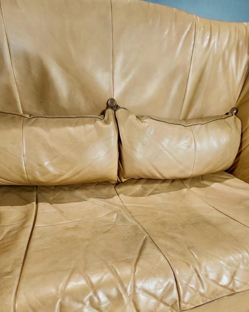Gerard Van Den Berg pour Montis Two Seater Sofa Matching fauteuil en cuir vintage en vente 3