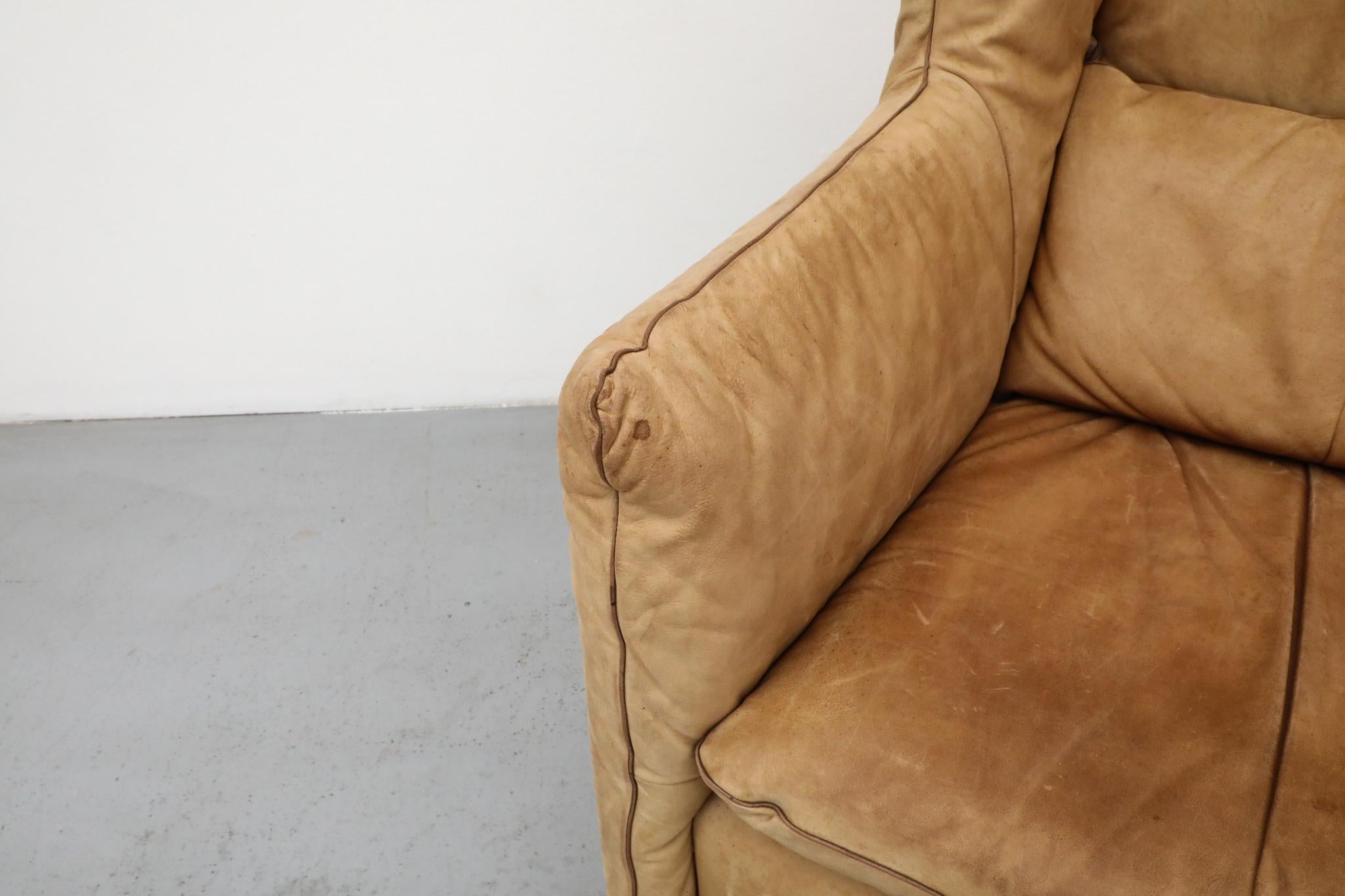 Gerard Van Den Berg Loveseat de cuero con respaldo alto en venta 3