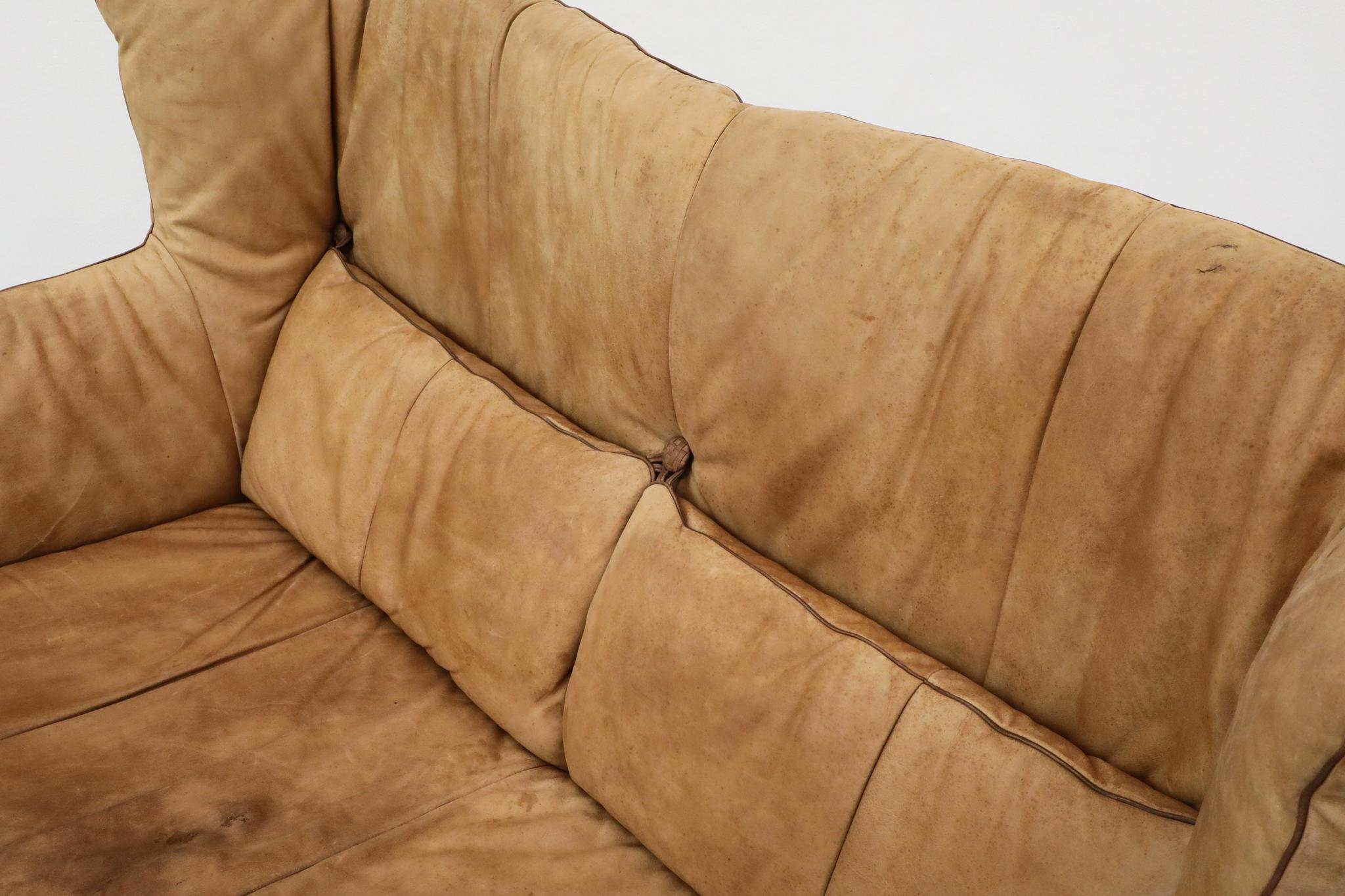 Gerard Van Den Berg Loveseat de cuero con respaldo alto en venta 4