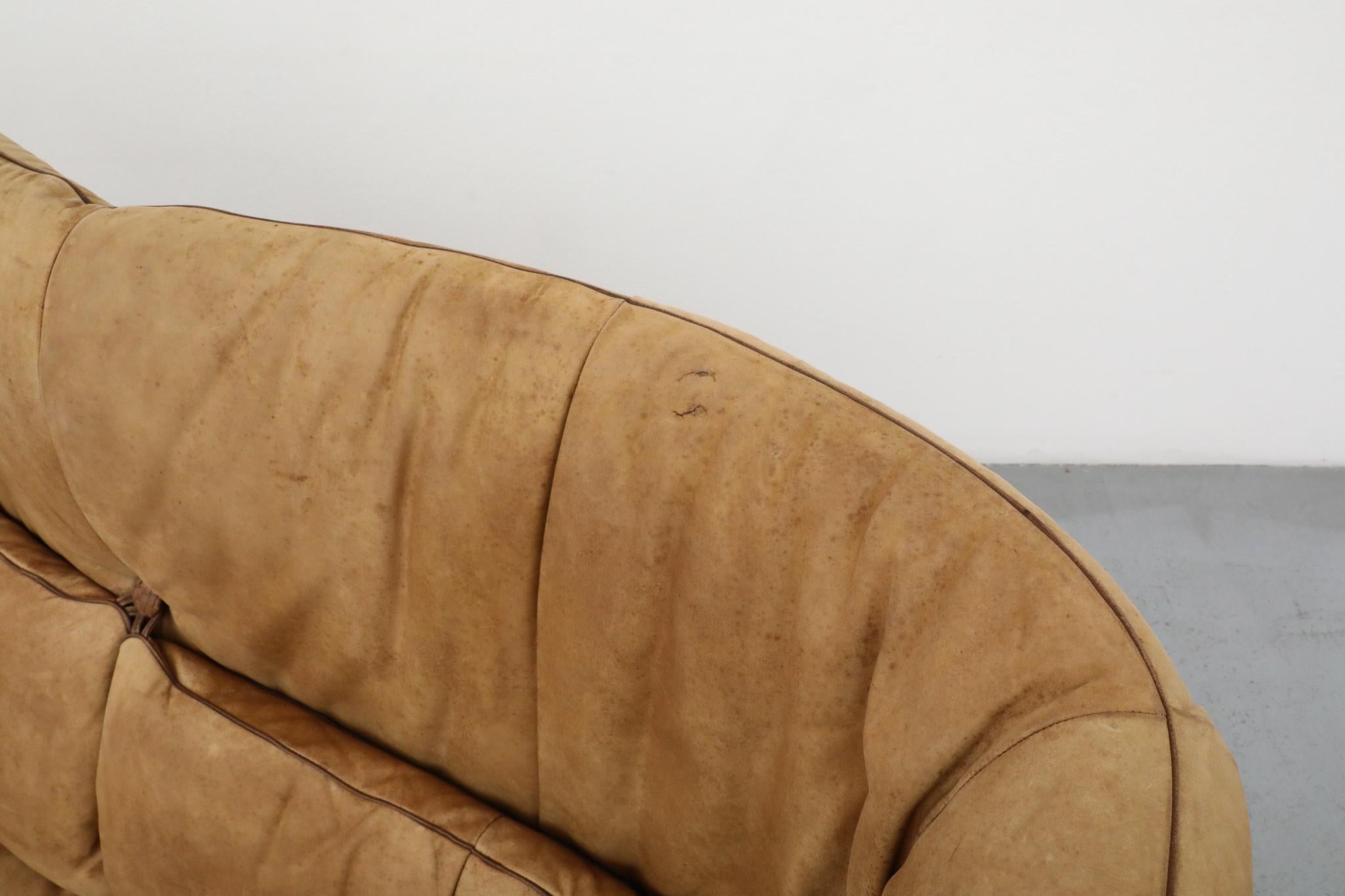 Gerard Van Den Berg Loveseat de cuero con respaldo alto en venta 5