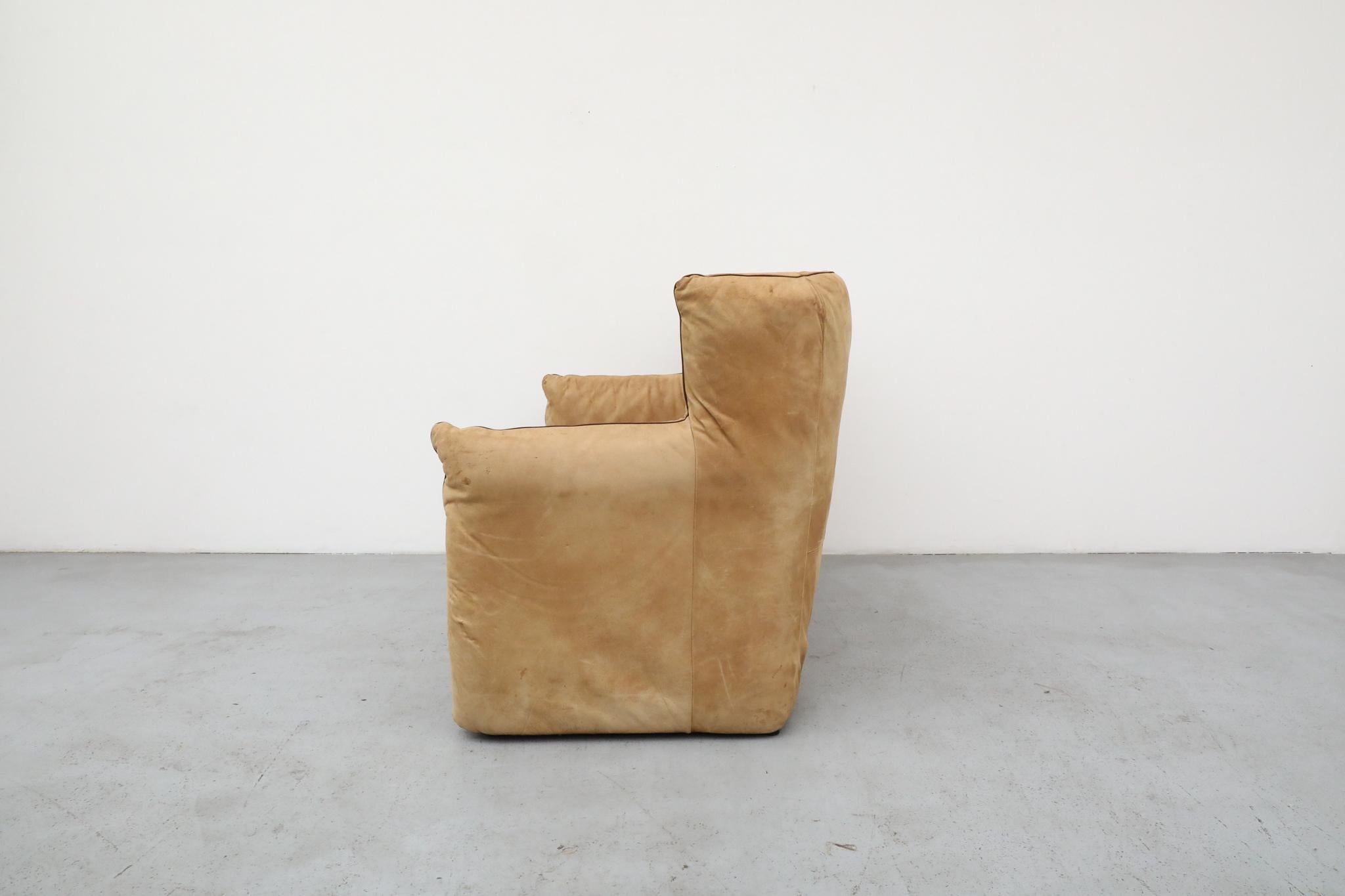 Gerard Van Den Berg Loveseat de cuero con respaldo alto Holandés en venta