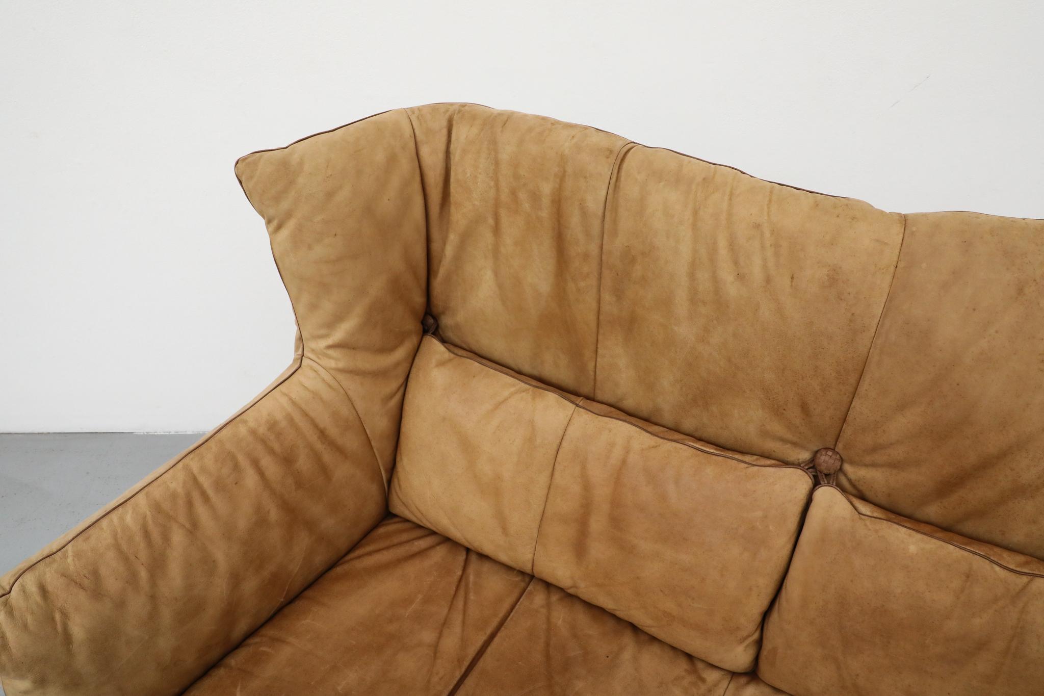 Gerard Van Den Berg Loveseat de cuero con respaldo alto en venta 2
