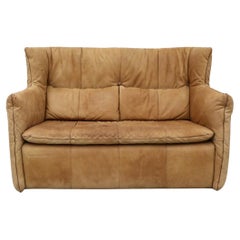 Gerard Van Den Berg Loveseat de cuero con respaldo alto